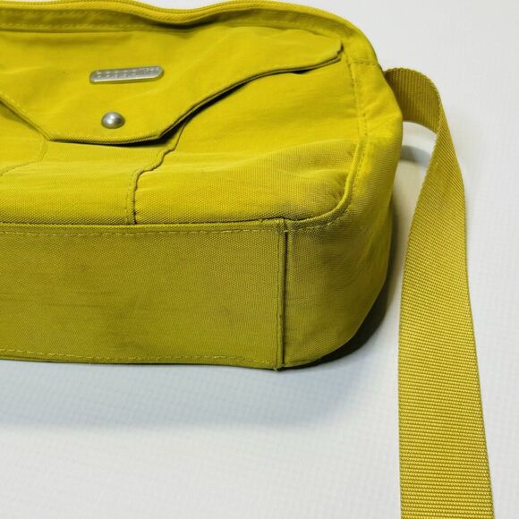 Baggallini Highrise Crossbody Purse Yellow Nylon Double Zipper Top - Picture 4 of 12